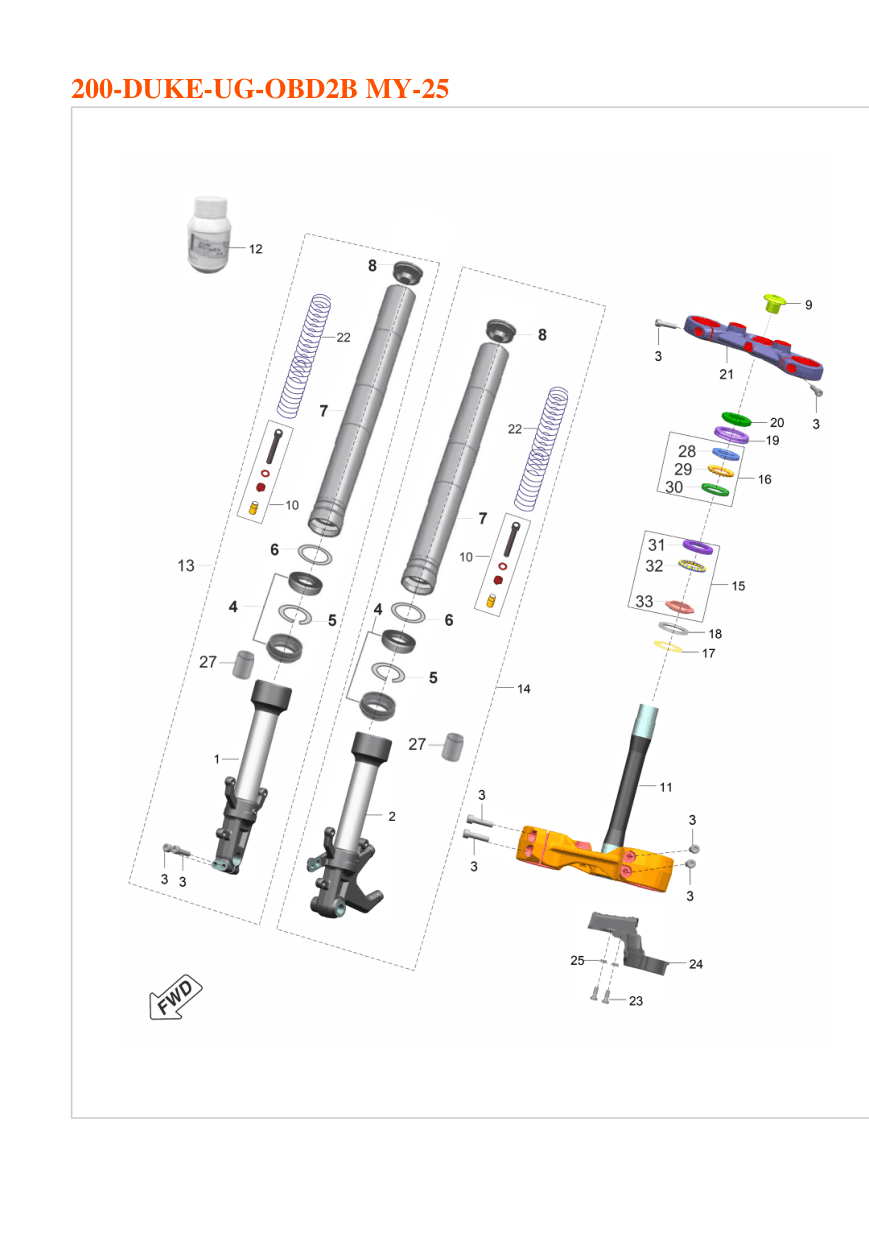 FRONT FORK, TRIPLE CLAMP