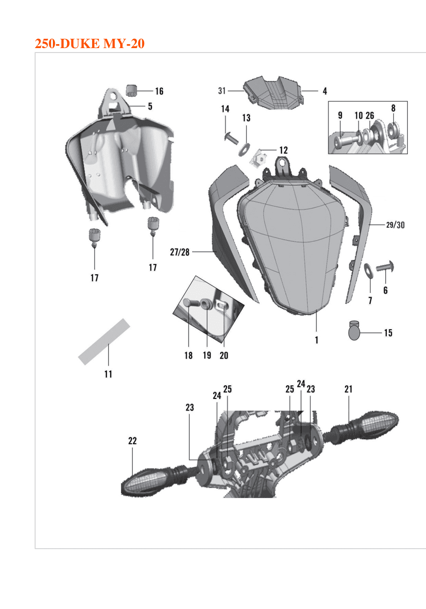 DUKE 250 MY20 SIDE MASK RH DARK GALV+DCL